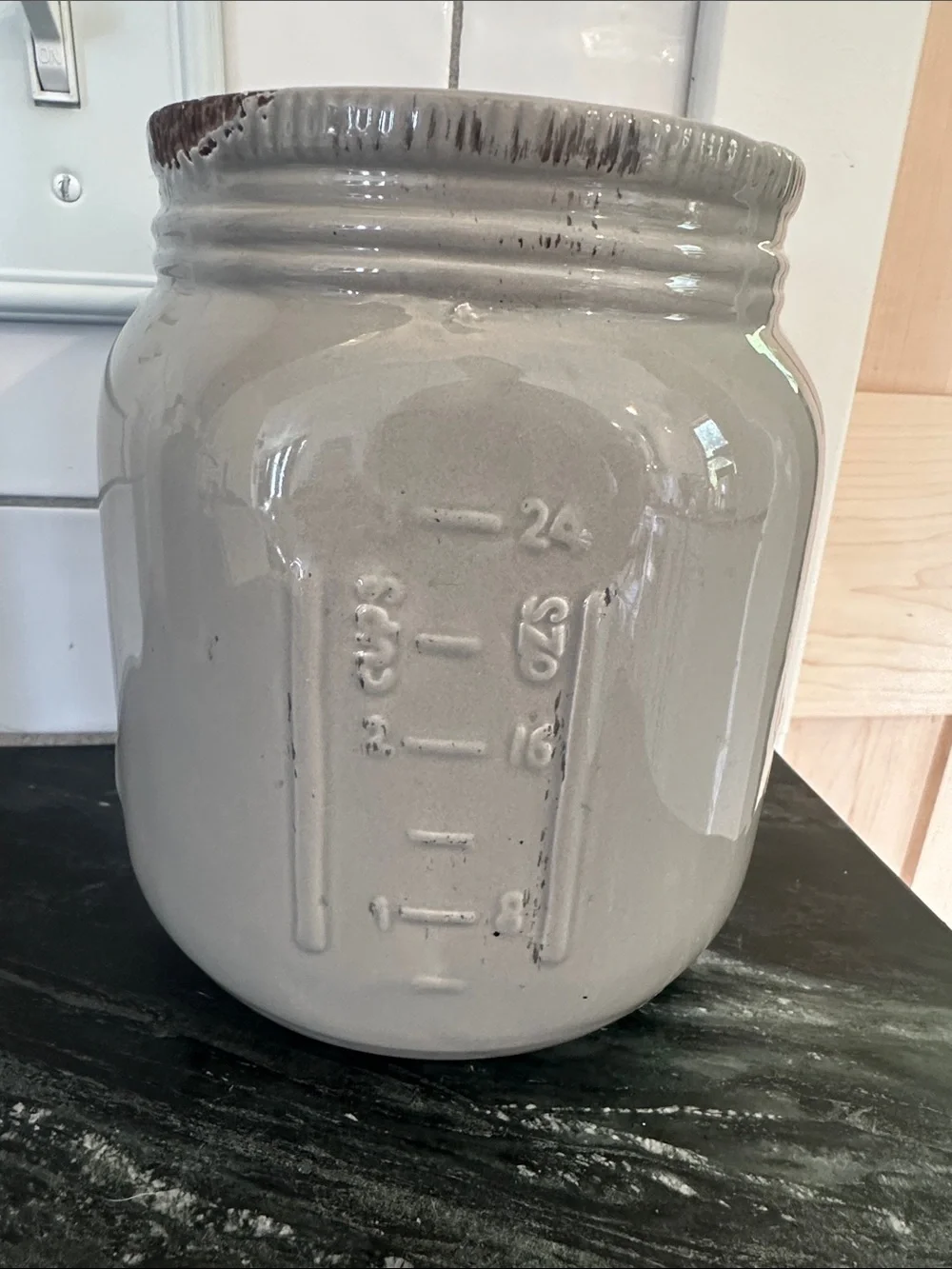 Mason Jar Ceramic Canister in Light Gray